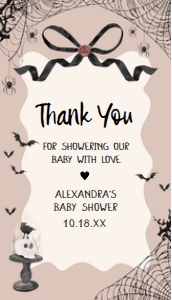 1121 Black Bow Halloween Girl A Little Boo Baby Shower Favor Tag design preview