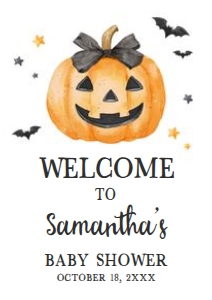 1125 Minimalist A Little Boo Baby Shower Welcome Sign A3 A: 1125 Minimalist A Little Boo Baby Shower Welcome Sign