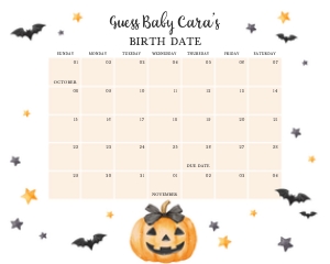 1125 Minimalist A Little Boo Baby Shower Calendar design preview