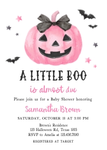 1125 Pink Minimalist A Little Boo Baby Shower Invitation Set design preview