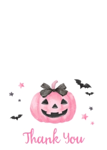 1125 Pink Minimalist A Little Boo Baby Shower Thank You Card B 1: 1125 Pink Minimalist A Little Boo Baby Shower Invitation Set