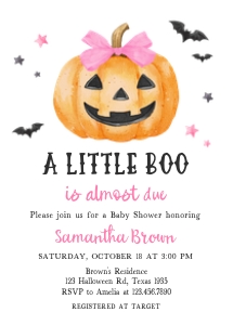 1125 Pink Minimalist A Little Boo Baby Shower Invitation design preview