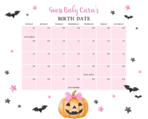 1125 Pink Minimalist A Little Boo Baby Shower Calendar design preview