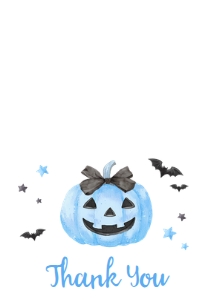 1125 Blue Minimalist A Little Boo Baby Shower Thank You Card C 1: 1125 Blue Minimalist A Little Boo Baby Shower Invitation Set