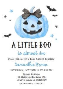 1125 Blue Minimalist A Little Boo Baby Shower Invitation C 1: 1125 Blue Minimalist A Little Boo Baby Shower Invitation
