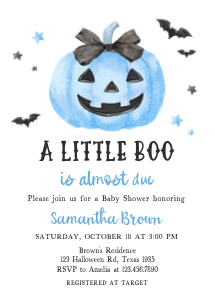 1125 Blue Minimalist A Little Boo Baby Shower Invitation design preview