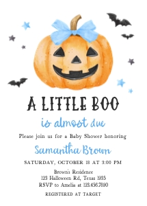 1125 Blue Minimalist A Little Boo Baby Shower Invitation design preview