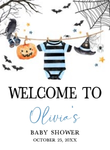 1127 Boy A Little Boo is Almost Due Baby Shower Welcome Sign design preview