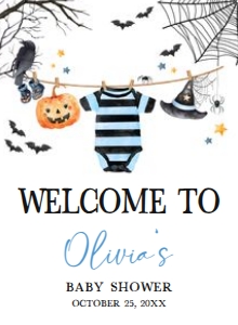 1127 Boy A Little Boo is Almost Due Baby Shower Welcome Sign 11x15 A: 1127 Boy A Little Boo is Almost Due Baby Shower Welcome Sign