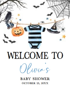 1127 Boy A Little Boo is Almost Due Baby Shower Welcome Sign 16x20 A: 1127 Boy A Little Boo is Almost Due Baby Shower Welcome Sign