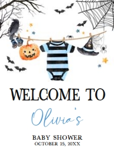 1127 Boy A Little Boo is Almost Due Baby Shower Welcome Sign 18x24 A: 1127 Boy A Little Boo is Almost Due Baby Shower Welcome Sign