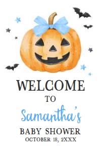 1125 Blue Minimalist A Little Boo Baby Shower Welcome Sign 20x30 C: 1125 Blue Minimalist A Little Boo Baby Shower Mega Bundle