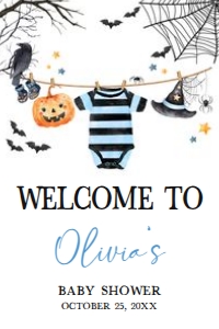 1127 Boy A Little Boo is Almost Due Baby Shower Welcome Sign 20x30 A: 1127 Boy A Little Boo is Almost Due Baby Shower Welcome Sign