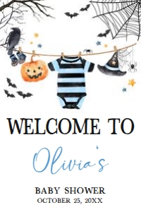 1127 Boy A Little Boo is Almost Due Baby Shower Welcome Sign 24x36 A: 1127 Boy A Little Boo is Almost Due Baby Shower Welcome Sign