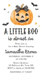 1125 Minimalist A Little Boo Baby Shower Mobile Invitation A (S): 1125 Minimalist A Little Boo Baby Shower Invitation