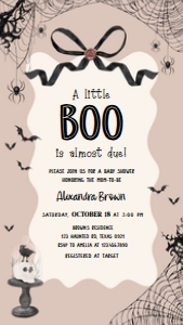 1121 Black Bow Halloween Girl A Little Boo Baby Shower Invitation Mobile A (S): 1121 Black Bow Halloween Girl A Little Boo Baby Shower Mega Bundle