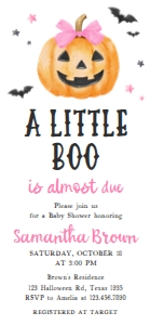 1125 Pink Minimalist A Little Boo Baby Shower Mobile Invitation B (FS): 1125 Pink Minimalist A Little Boo Baby Shower Invitation