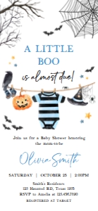 1127 Boy A Little Boo is Almost Due Baby Shower Invitation Mobile A (FS): 1127 Boy A Little Boo is Almost Due Baby Shower Invitation Set