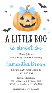 1125 Blue Minimalist A Little Boo Baby Shower Mobile Invitation C (S): 1125 Blue Minimalist A Little Boo Baby Shower Mega Bundle