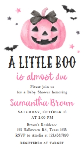 1125 Pink Minimalist A Little Boo Baby Shower Mobile Invitation B 1 (S): 1125 Pink Minimalist A Little Boo Baby Shower Invitation Set