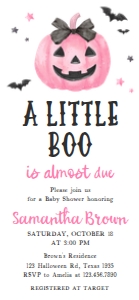 1125 Pink Minimalist A Little Boo Baby Shower Mobile Invitation B 1 (FS): 1125 Pink Minimalist A Little Boo Baby Shower Invitation Set