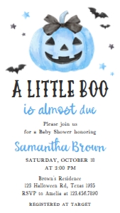 1125 Blue Minimalist A Little Boo Baby Shower Mobile Invitation C 1 (S): 1125 Blue Minimalist A Little Boo Baby Shower Invitation