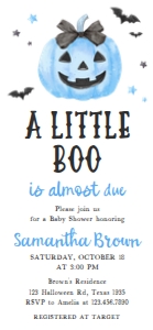 1125 Blue Minimalist A Little Boo Baby Shower Mobile Invitation C 1 (FS): 1125 Blue Minimalist A Little Boo Baby Shower Invitation