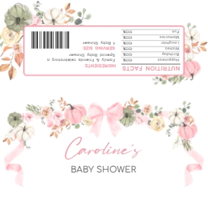1110 Pink Bow Pumpkin Baby Shower Candy Wrapper B: 1110 Pink Bow Pumpkin Baby Shower Mega Bundle