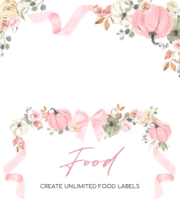 1110 Pink Bow Pumpkin Baby Shower Food Label B: 1110 Pink Bow Pumpkin Baby Shower Mega Bundle