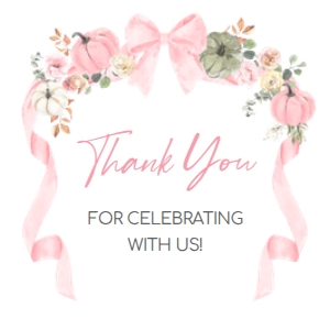 1110 Pink Bow Pumpkin Baby Shower Squared Favor Tags B: 1110 Pink Bow Pumpkin Baby Shower Mega Bundle