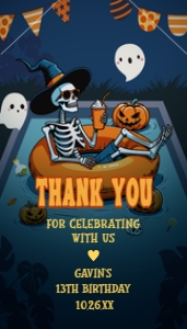 107BD Skeleton Summerween Birthday Party Favor Tag with Line A: 107BD Skeleton Summerween Birthday Party Favor Tag