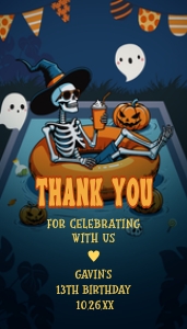 107BD Skeleton Summerween Birthday Party Favor Tag design preview