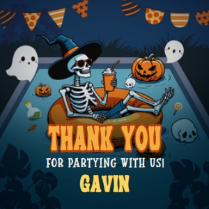 107BD Skeleton Summerween Birthday Party Square Favor Tags A: 107BD Skeleton Summerween Birthday Party Round Favor Tag