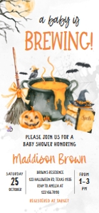 1148 Baby is Brewing Halloween Baby Shower Mobile Invitation A (FS): 1148 Baby is Brewing Halloween Baby Shower Mega Bundle