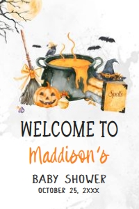 1148 Baby is Brewing Halloween Baby Shower Welcome Sign 20x30 A: 1148 Baby is Brewing Halloween Baby Shower Mega Bundle