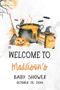 1148 Baby is Brewing Halloween Baby Shower Welcome Sign 24x36 A: 1148 Baby is Brewing Halloween Baby Shower Mega Bundle