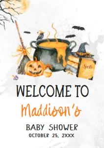 1148 Baby is Brewing Halloween Baby Shower Welcome Sign A4 A: 1148 Baby is Brewing Halloween Baby Shower Mega Bundle