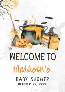 1148 Baby is Brewing Halloween Baby Shower Welcome Sign A3 A: 1148 Baby is Brewing Halloween Baby Shower Mega Bundle