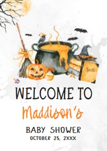 1148 Baby is Brewing Halloween Baby Shower Welcome Sign A2 A: 1148 Baby is Brewing Halloween Baby Shower Mega Bundle