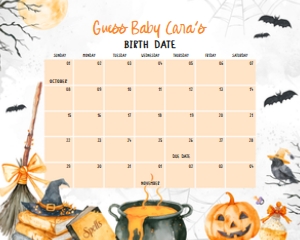 1148 Baby is Brewing Halloween Baby Shower Calendar 20x16 A: 1148 Baby is Brewing Halloween Baby Shower Mega Bundle