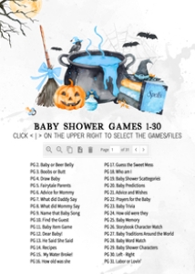1148 Blue Baby is Brewing Halloween Baby Shower Games Bundle 2 B: 1148 Blue Baby is Brewing Halloween Baby Shower Games