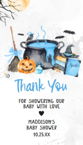 1148 Blue Baby is Brewing Halloween Baby Shower Favor Tag design preview