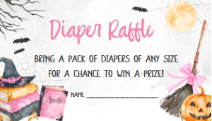 1148 Pink Baby is Brewing Halloween Baby Shower Diaper Raffle C: 1148 Pink Baby is Brewing Halloween Baby Shower Invitation Set