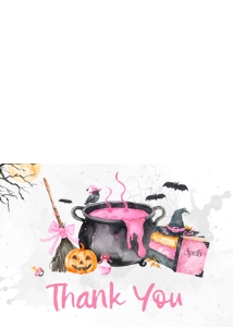 1148 Pink Baby is Brewing Halloween Baby Shower Thank You Card C: 1148 Pink Baby is Brewing Halloween Baby Shower Invitation Set
