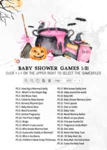 1148 Pink Baby is Brewing Halloween Baby Shower Games Bundle 1 C: 1148 Pink Baby is Brewing Halloween Baby Shower Games