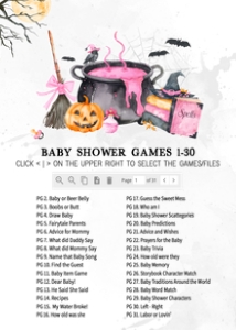 1148 Pink Baby is Brewing Halloween Baby Shower Games Bundle 2 C: 1148 Pink Baby is Brewing Halloween Baby Shower Games