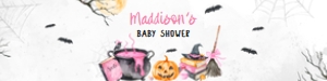 1148 Pink Baby is Brewing Halloween Baby Shower Bottle Label design preview