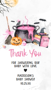 1148 Pink Baby is Brewing Halloween Baby Shower Favor Tag design preview