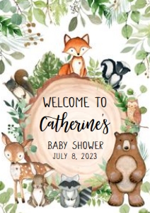 401 Wood Slice Woodland Animals Baby Shower Welcome Sign A4: 401 Wood Slice Woodland Animals Baby Shower Mega Bundle