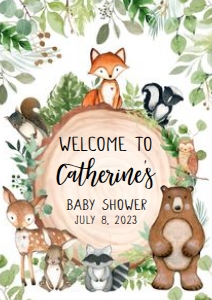 401 Wood Slice Woodland Animals Baby Shower Welcome Sign A3: 401 Wood Slice Woodland Animals Baby Shower Mega Bundle